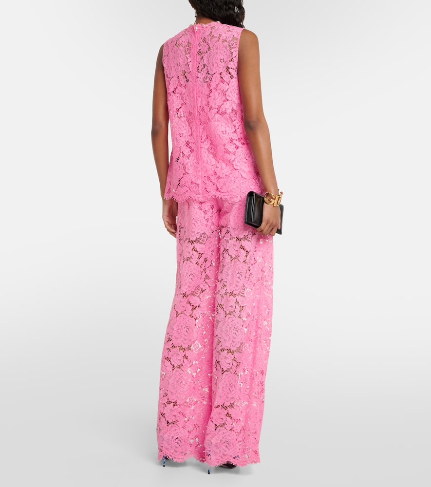 Floral crepe de chine lace top