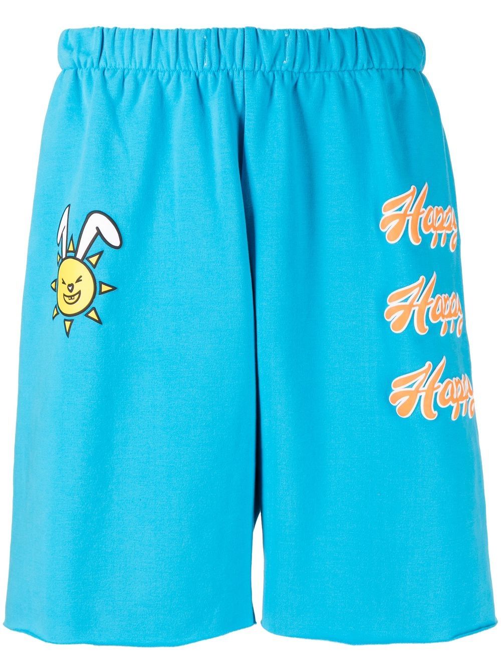 Slogan-print track shorts - Blue