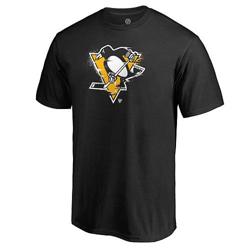Men's Fanatics Black Pittsburgh Penguins Splatter Logo T-Shirt