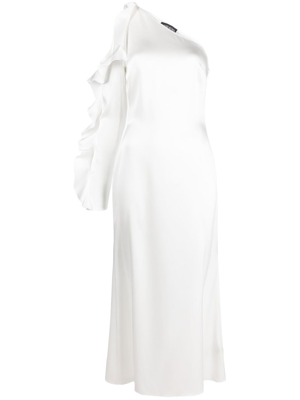 Ruffled One-Shoulder Dress — White