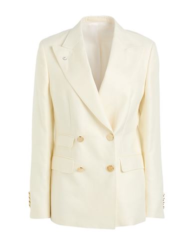 L. b.m. 1911 Woman Blazer Off white Size 6 Linen, Virgin Wool