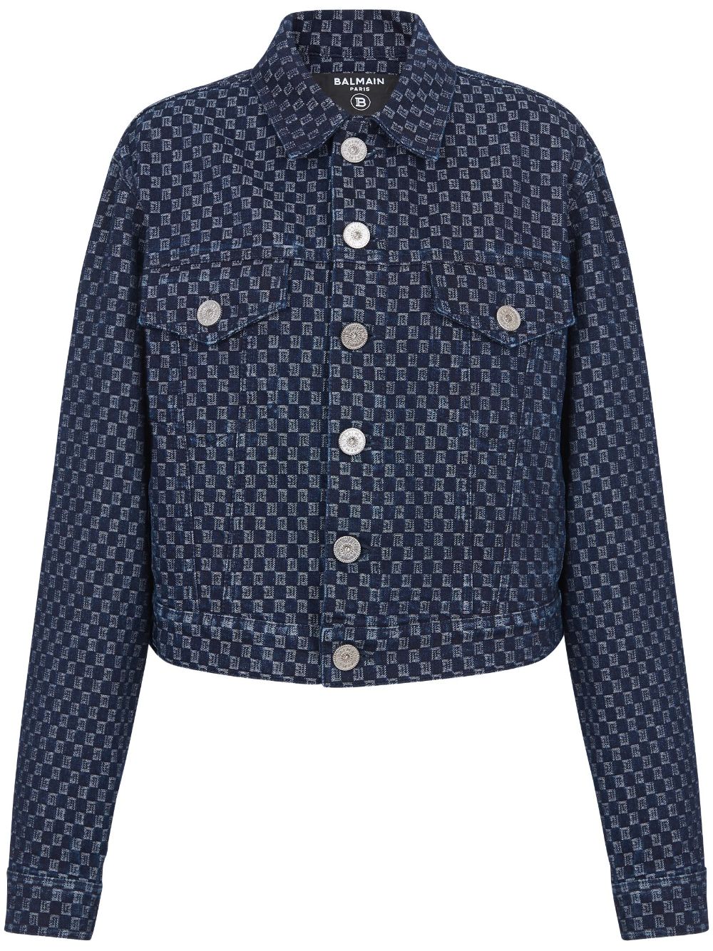 Monogram-print denim jacket - Blue