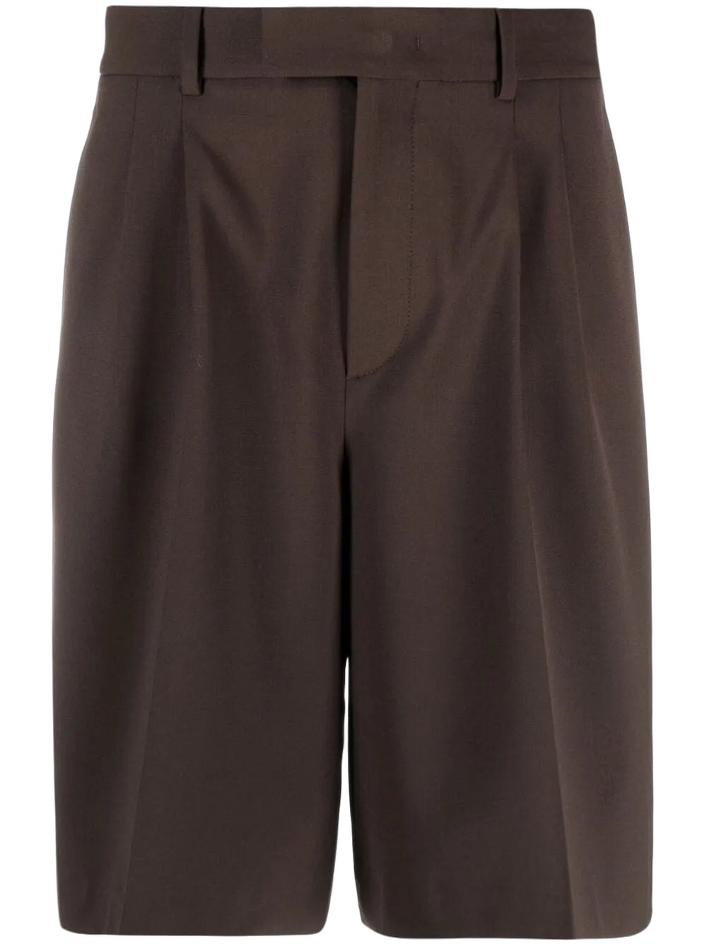 Virgin Wool-Blend Tailored Shorts — Brown