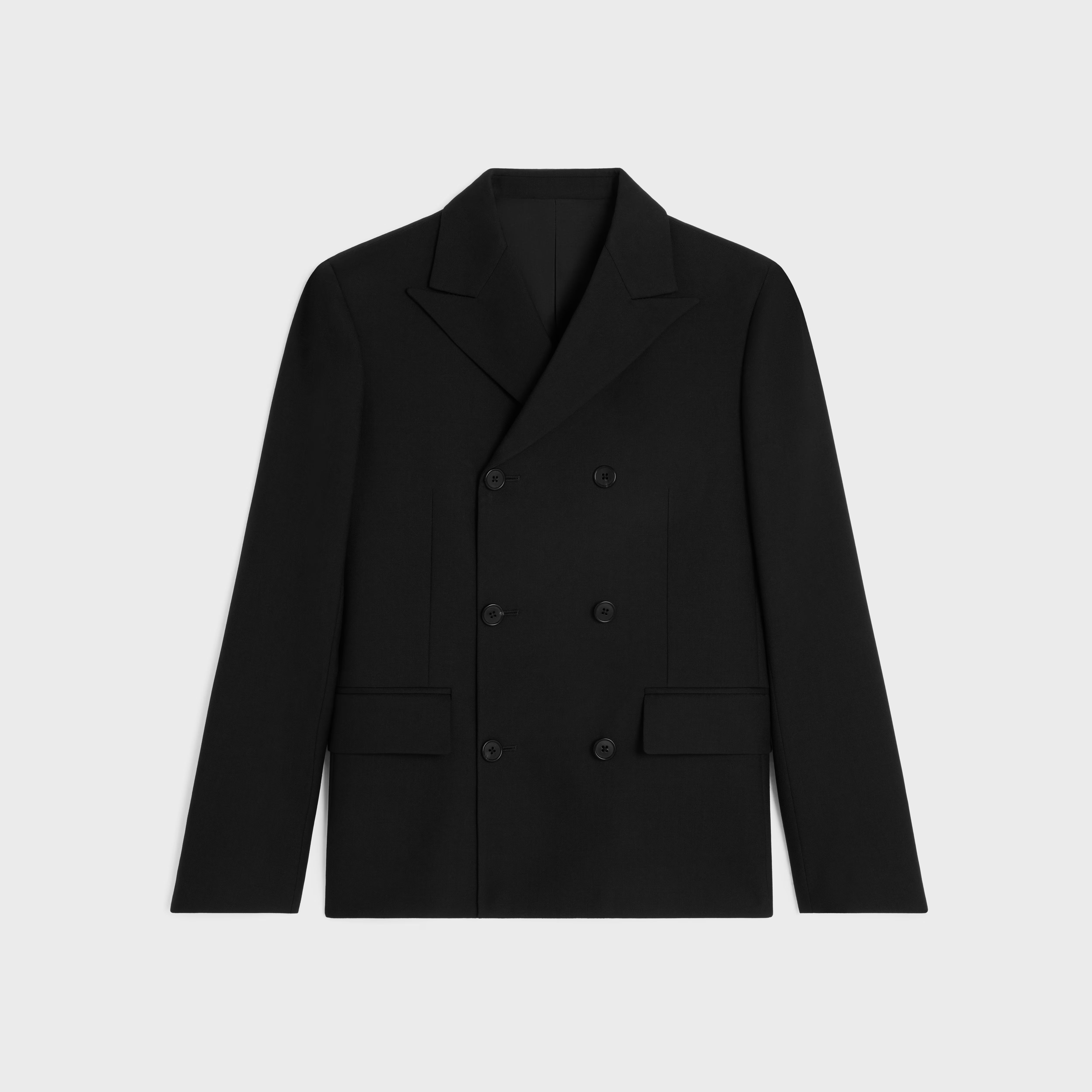 Double-Breasted Wool Blazer — Black