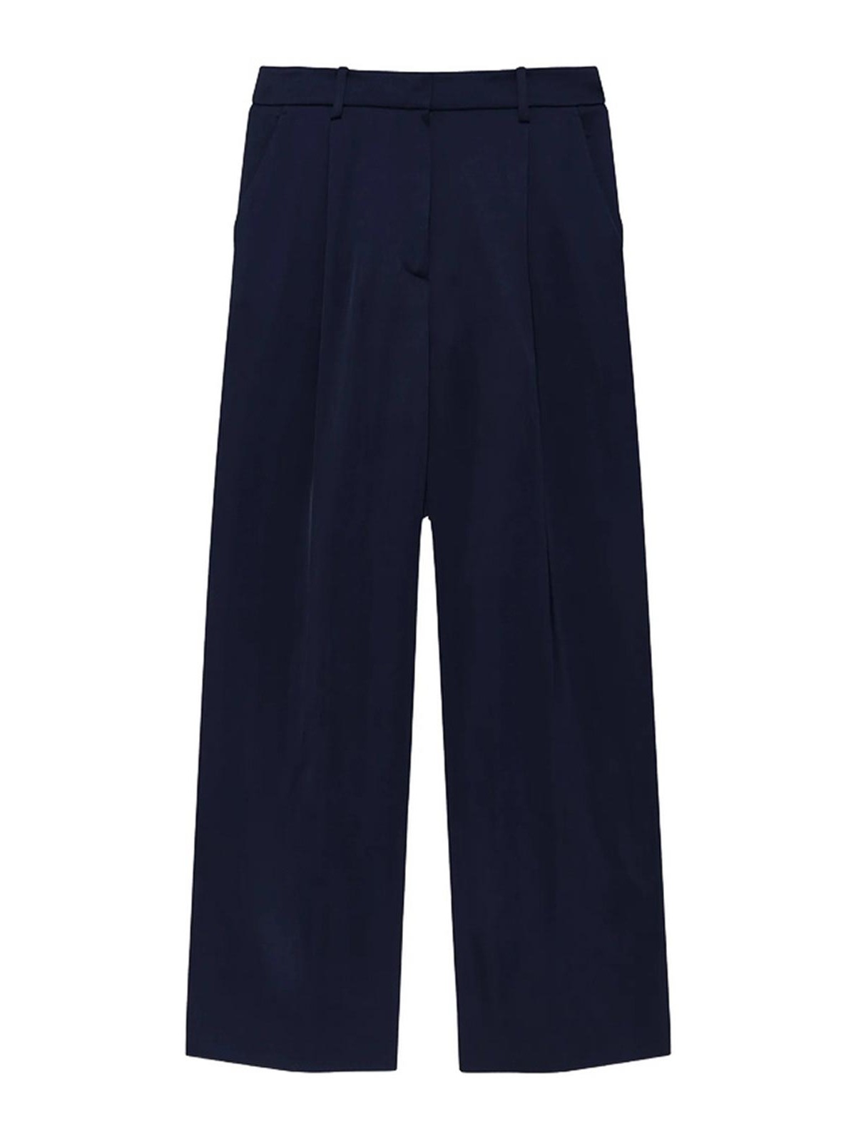 Midnight Blue Satin Wide-Leg Trent Pant Navy Exterior: Viscose Pantaloni - Women