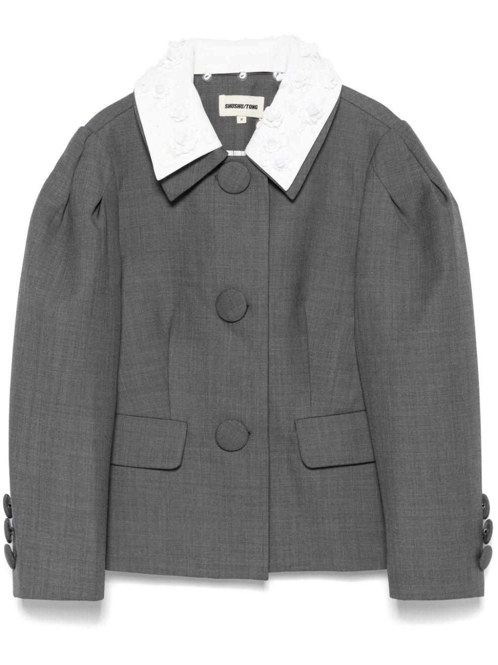 Sequinned-collar jacket - Grey