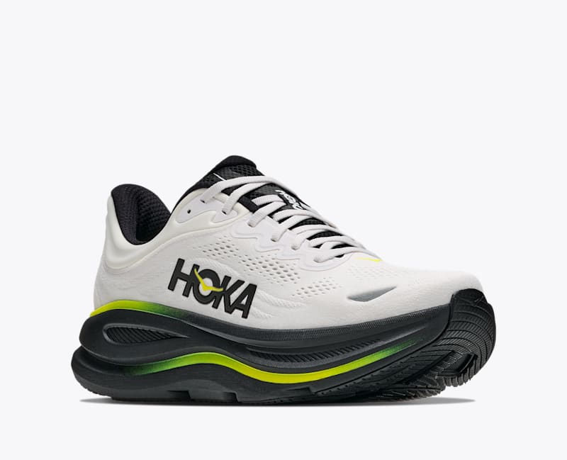 HOKA Men's Bondi 9 Shoes in White/Citrus