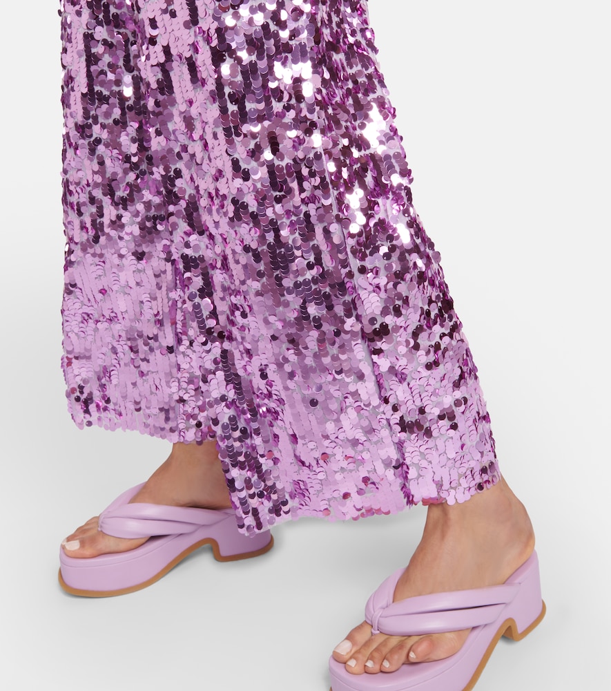 Sequined high-rise wide-leg pants