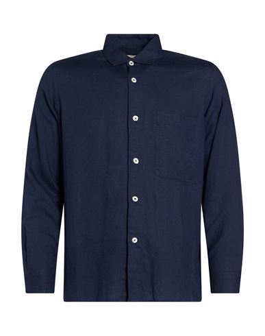 Patrizio Piscaglia Man Shirt Navy Size 16 Cotton, Polyamide, Elastane