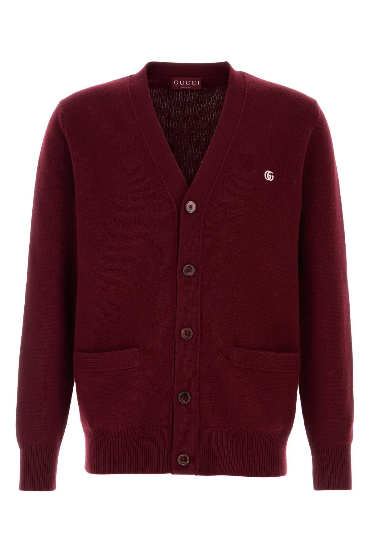Wool-Cashmere Blend Cardigan — Red