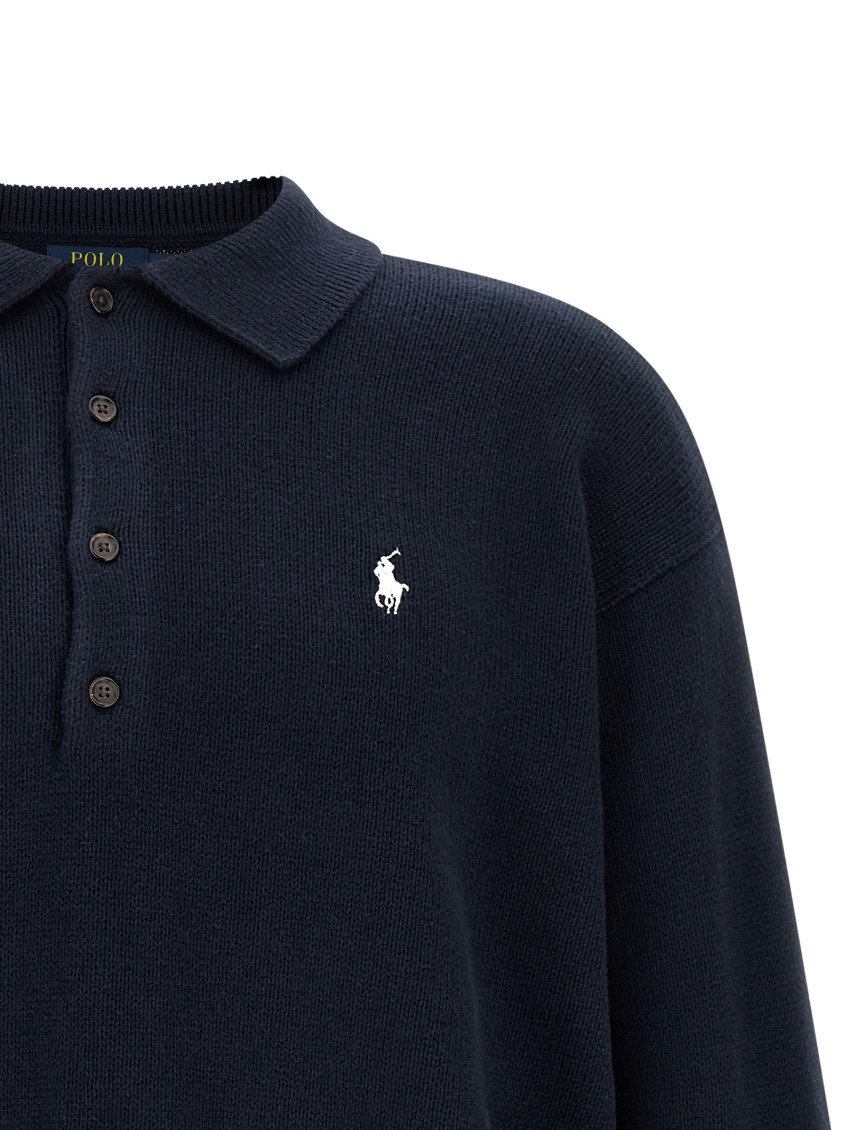 Polo Ralph Lauren - cotton knit polo collar sweater ribbed cuff