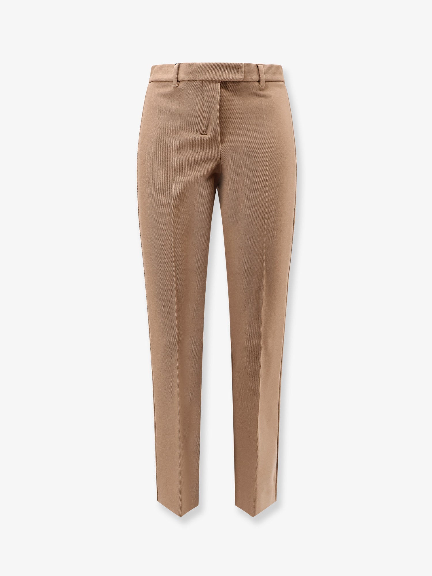 Stretch Cotton Blend Trousers — Brown
