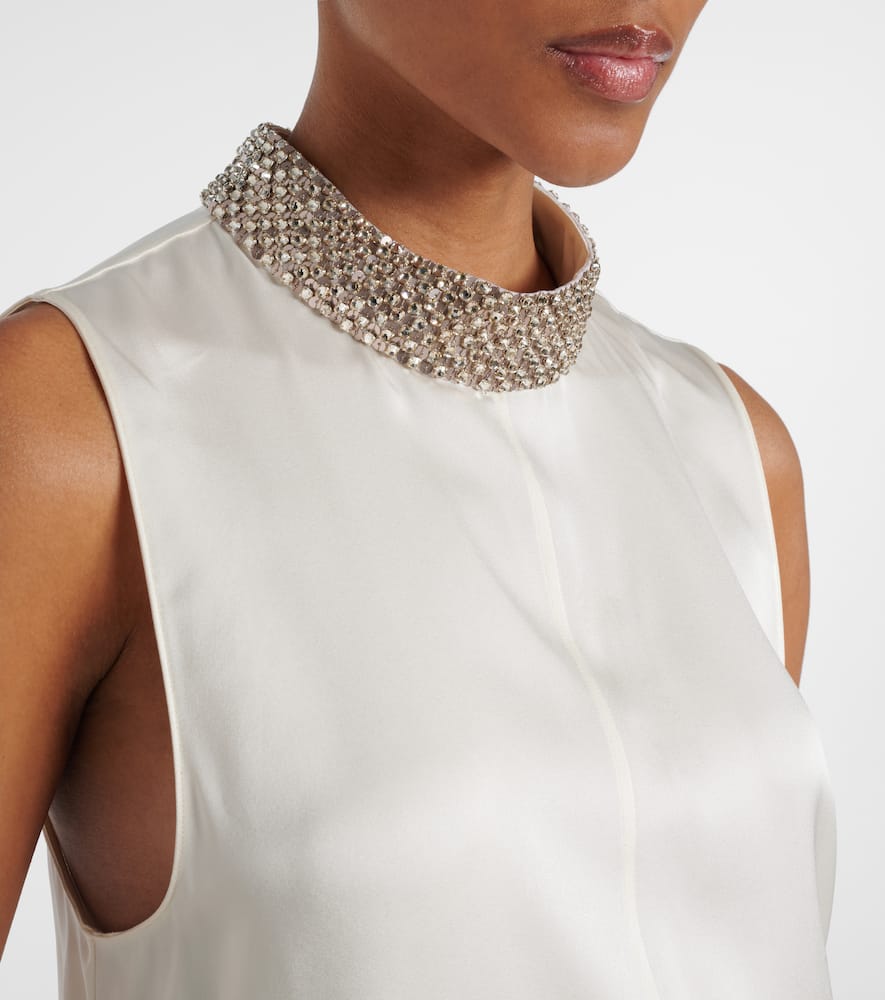 Sequined silk satin top