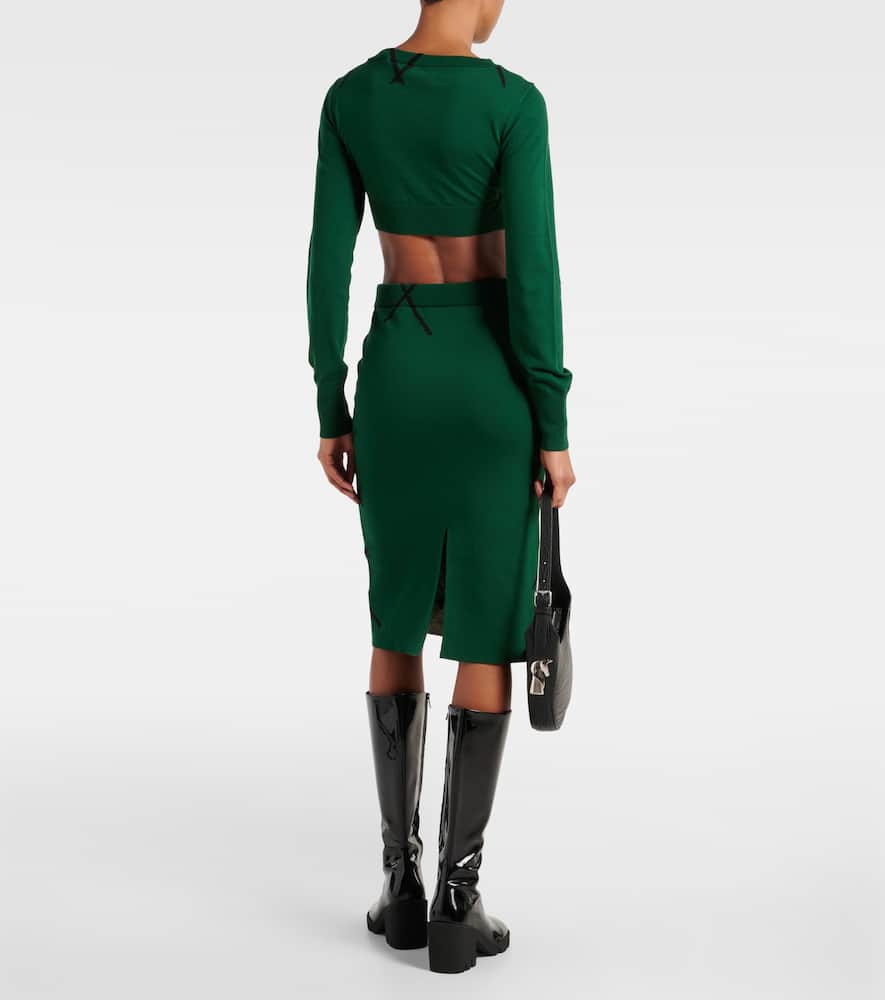 Argyle cropped cotton sweater