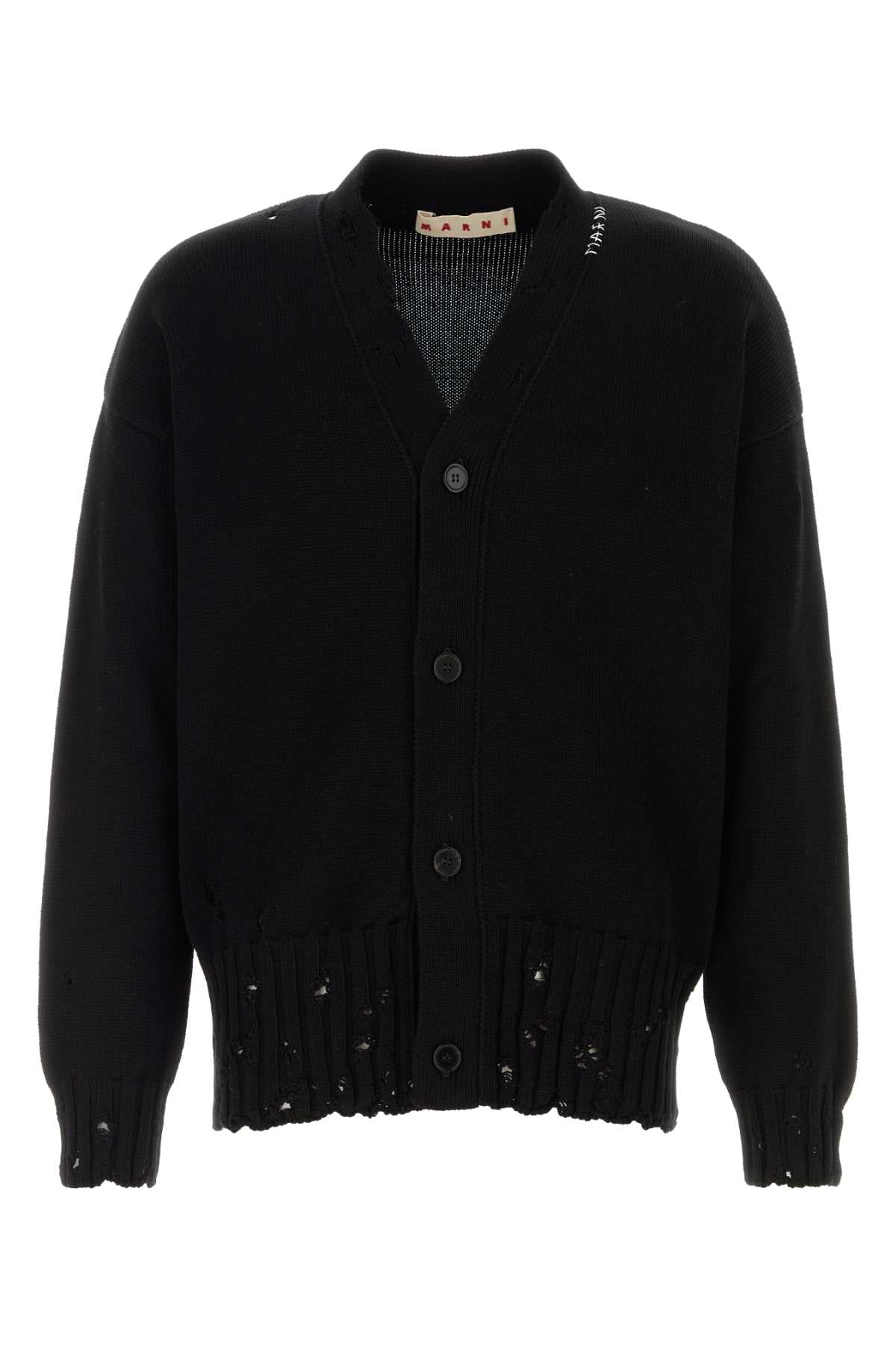 Cotton Knit Cardigan — Black