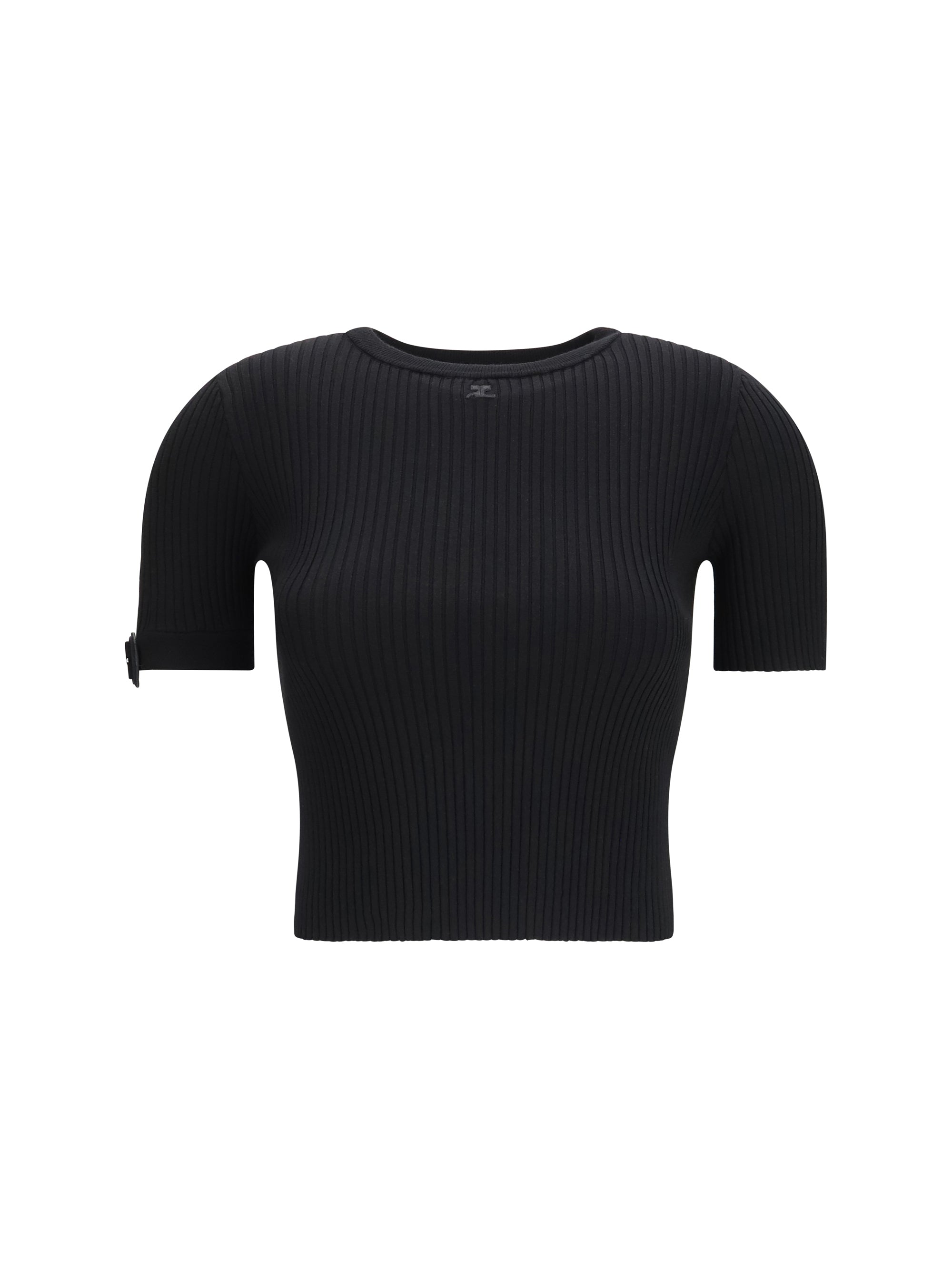 Ribbed Crew Neck Tank Top — Black