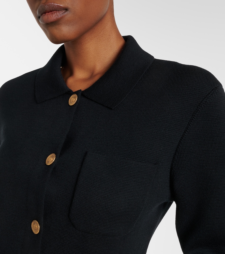 Waffle-knit wool cardigan