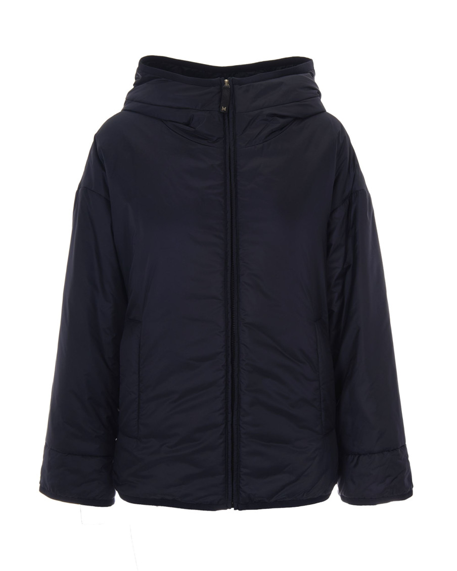 Blue Solid Hood Jacket