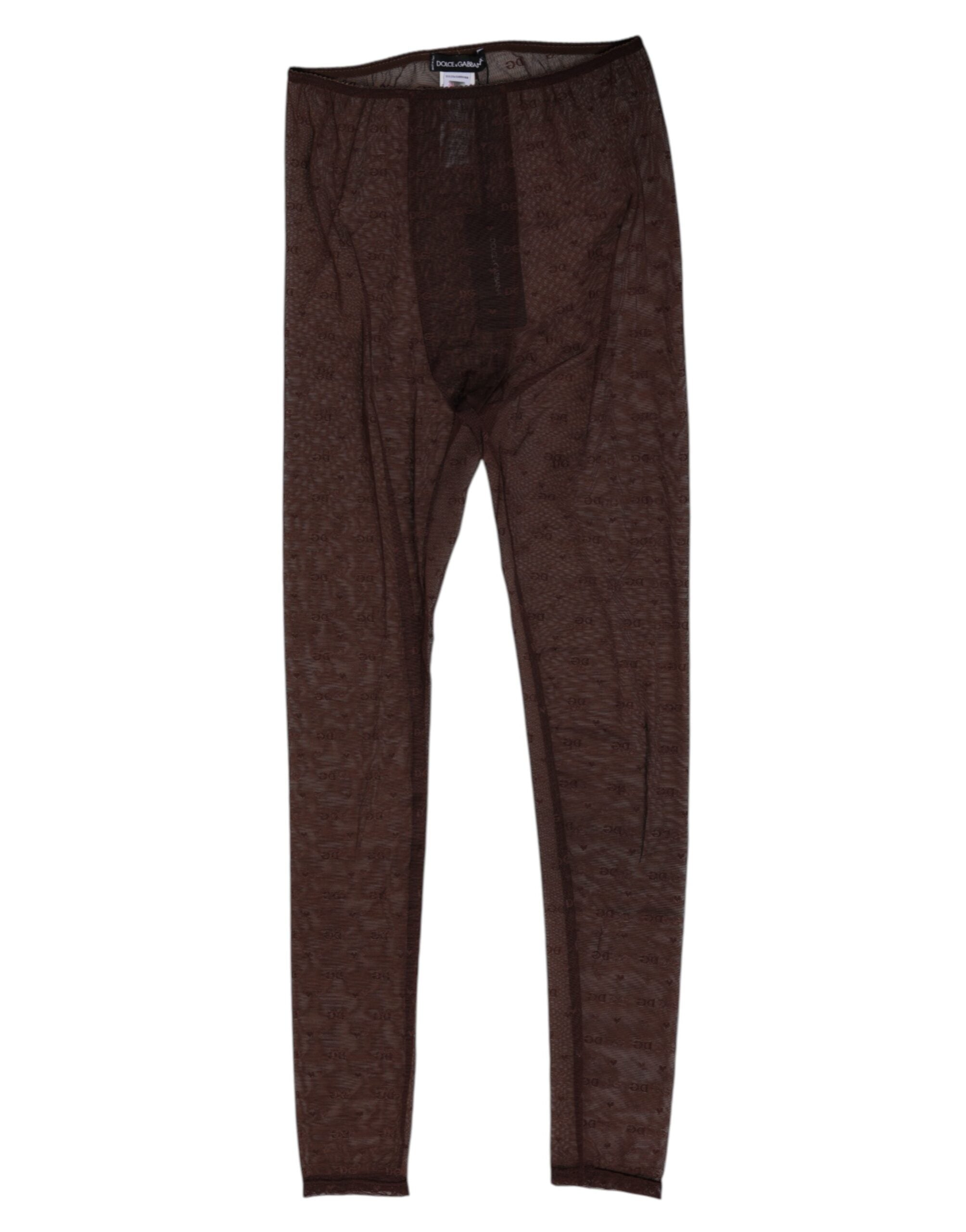 Nylon Logo Lace Leggings — Brown