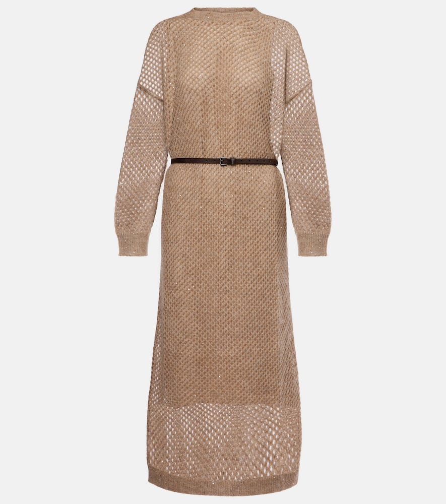 Belted knitted midi dress