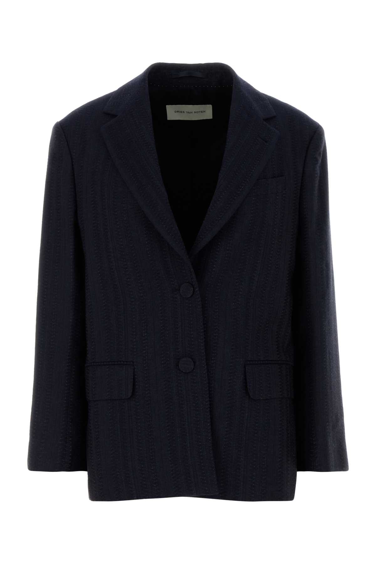 Wool-Blend Oversized Blazer — Navy