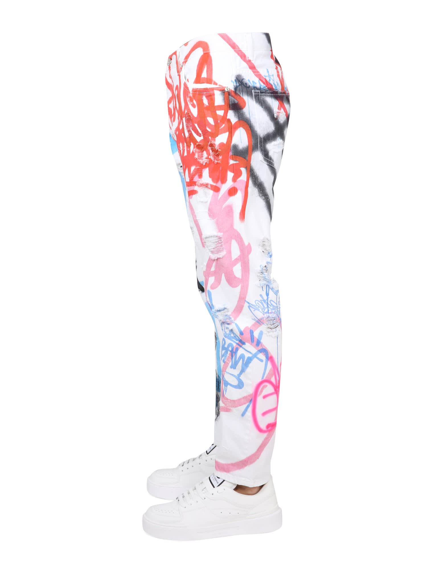 Loom 56 Jeans Stampa Graffiti Colorata