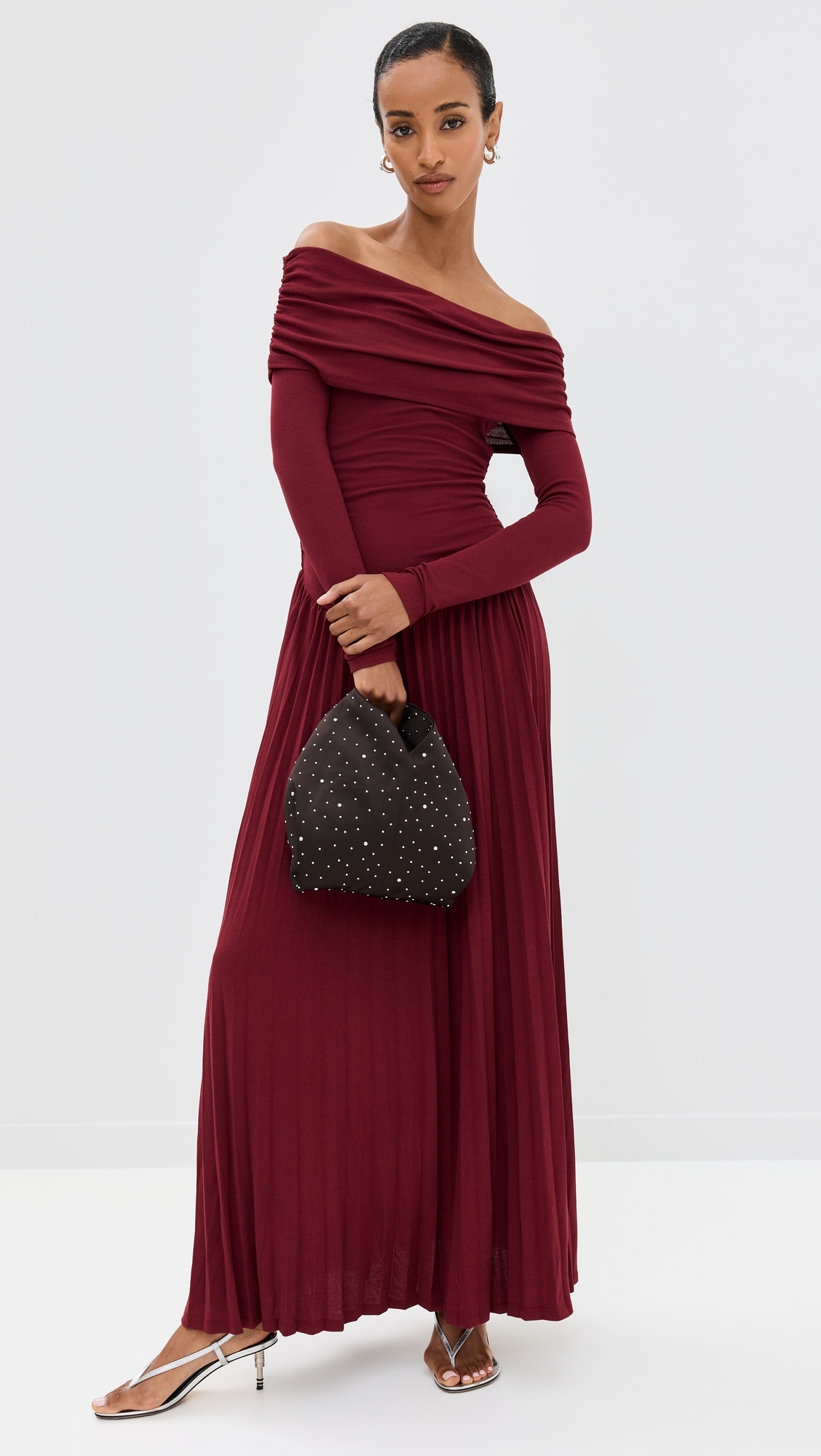 Field of Dreams Long Sleeve Maxi Dress Burgundy