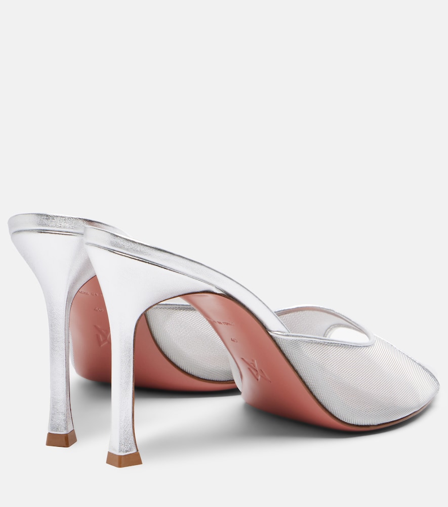 Alexa leather-trimmed mesh mules
