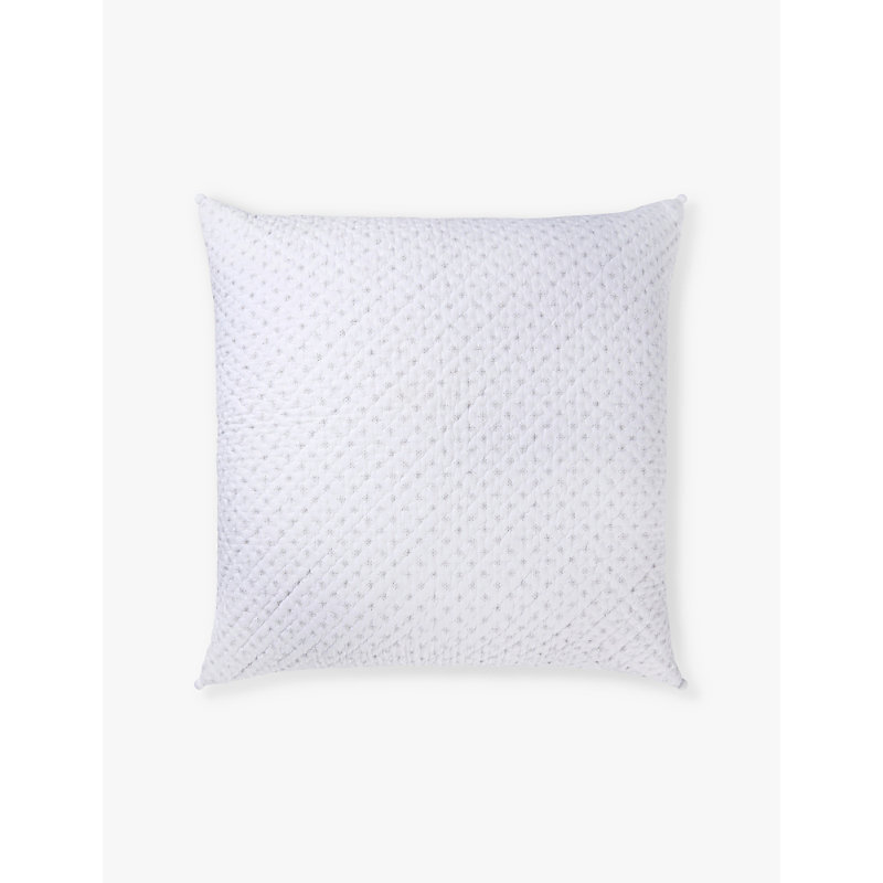 White/grey Brittany Dot-print Large Square Cotton Cushion 60cm X