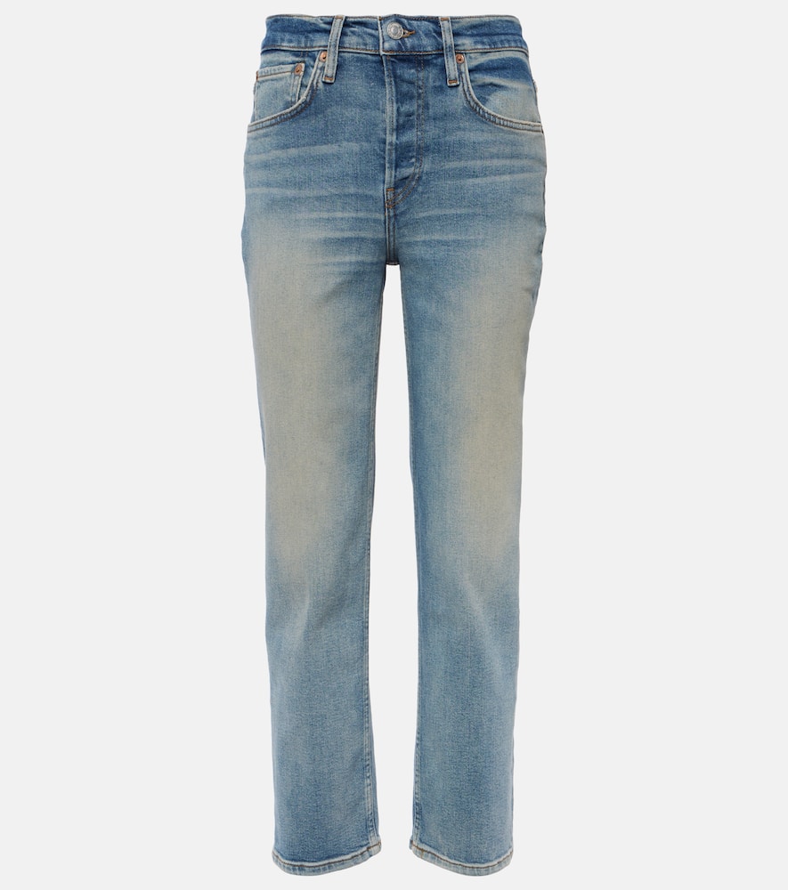 Mid Rise Stove Pipe straight jeans