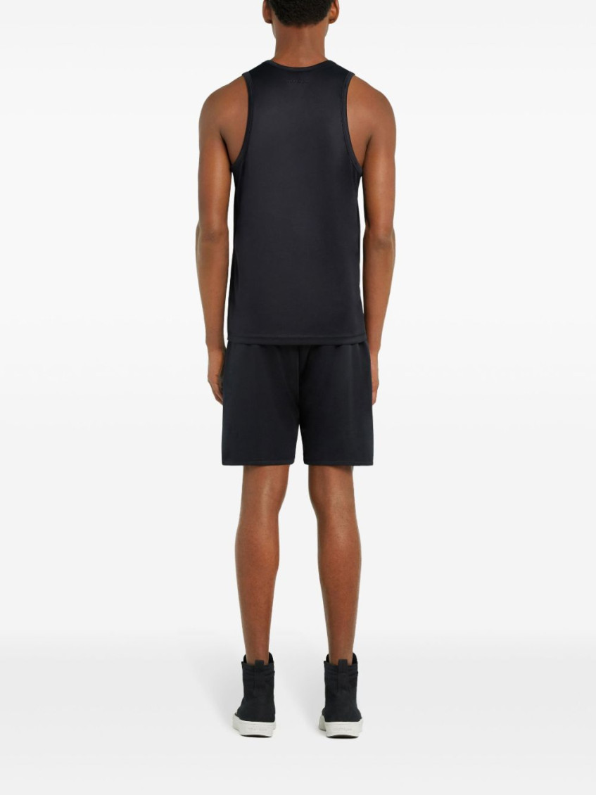 Black Embroidered Logo Tank Top
