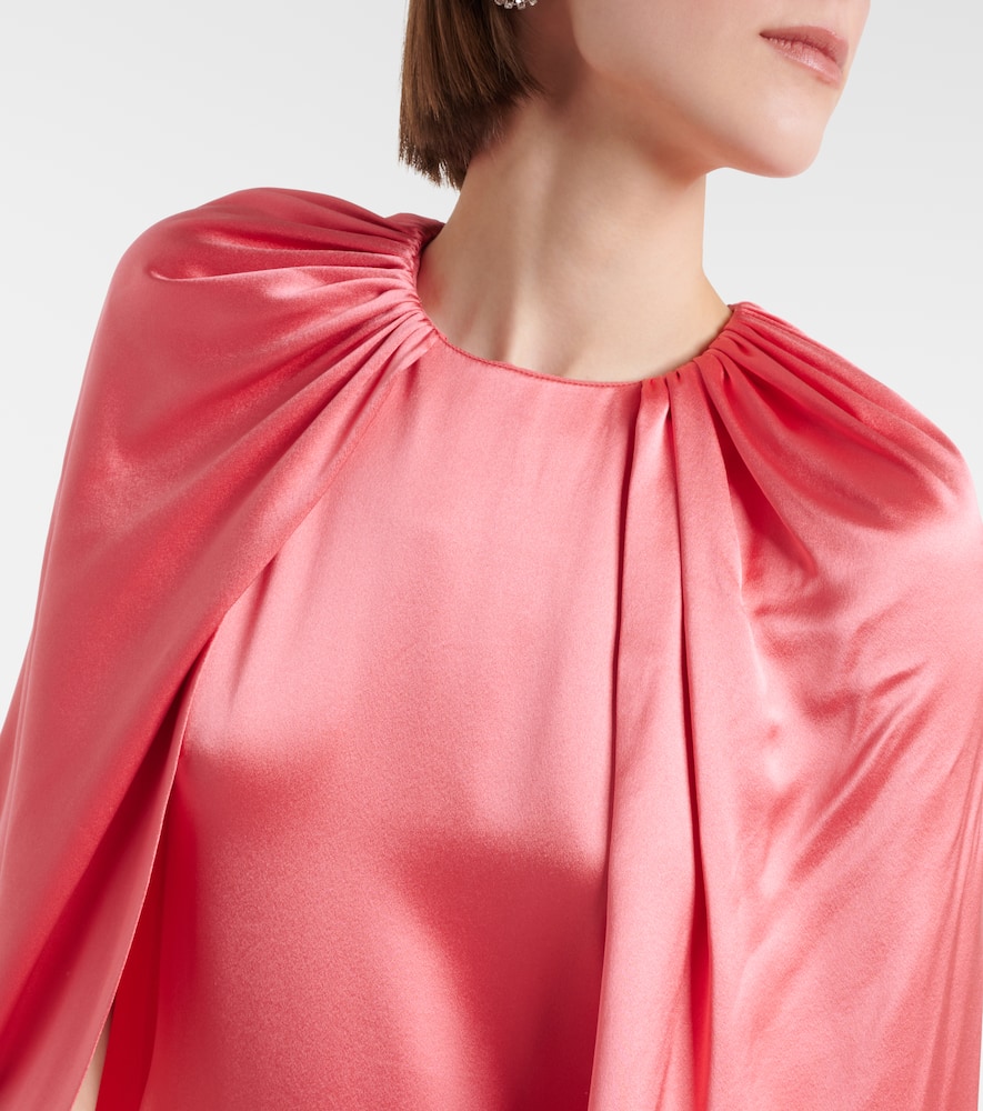 Monique Lhuillier Caped silk satin gown