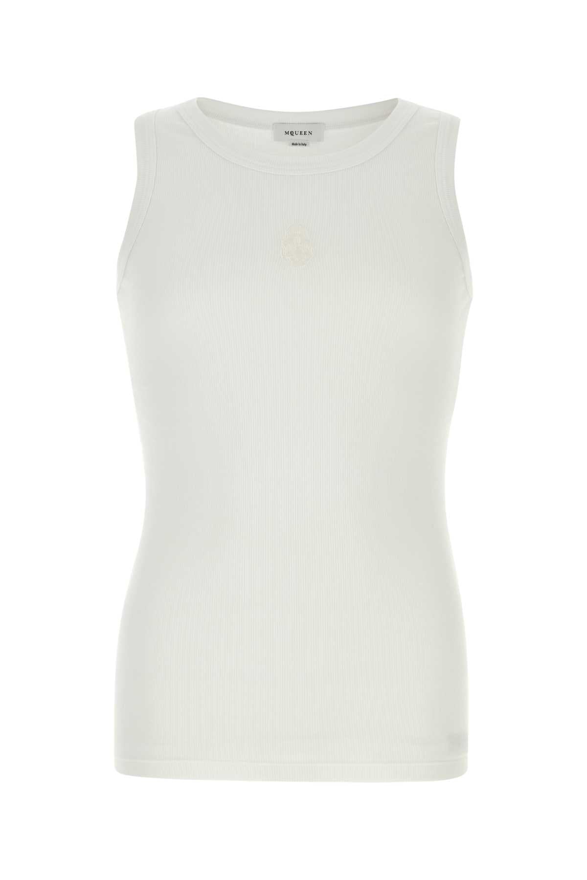 Stretch Cotton Tank Top — White