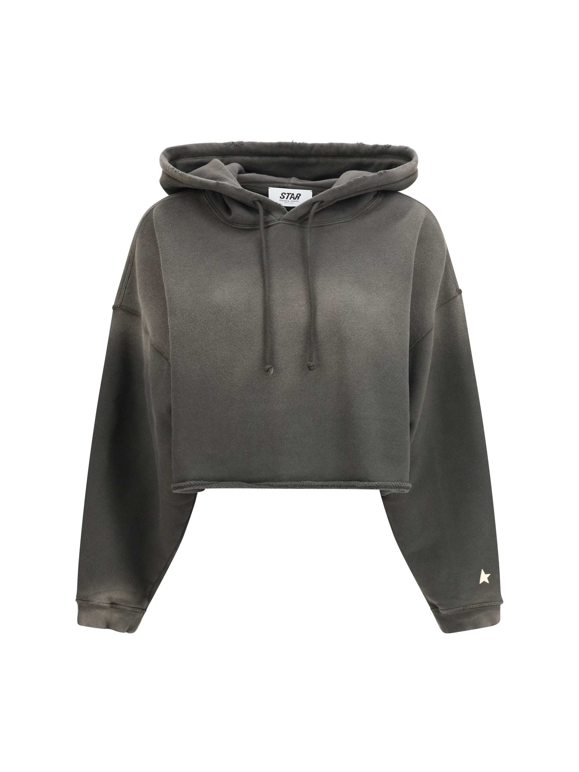 Cropped Cotton Hoodie — Gray