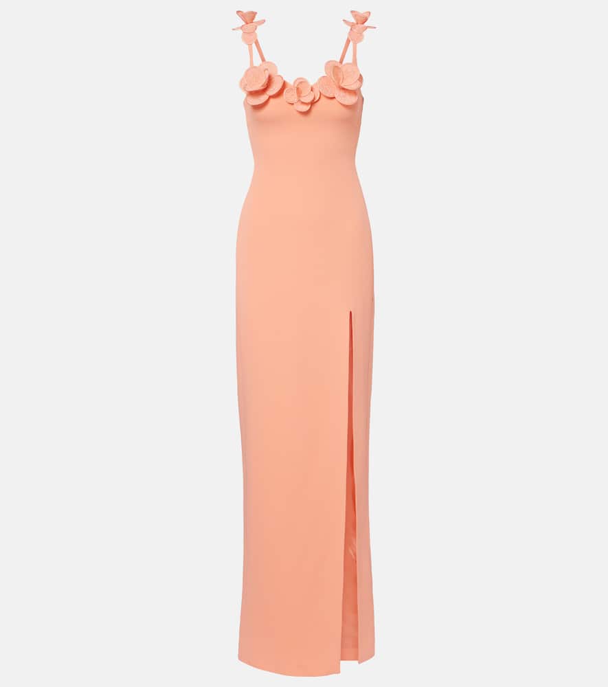 Floral-appliqué gown
