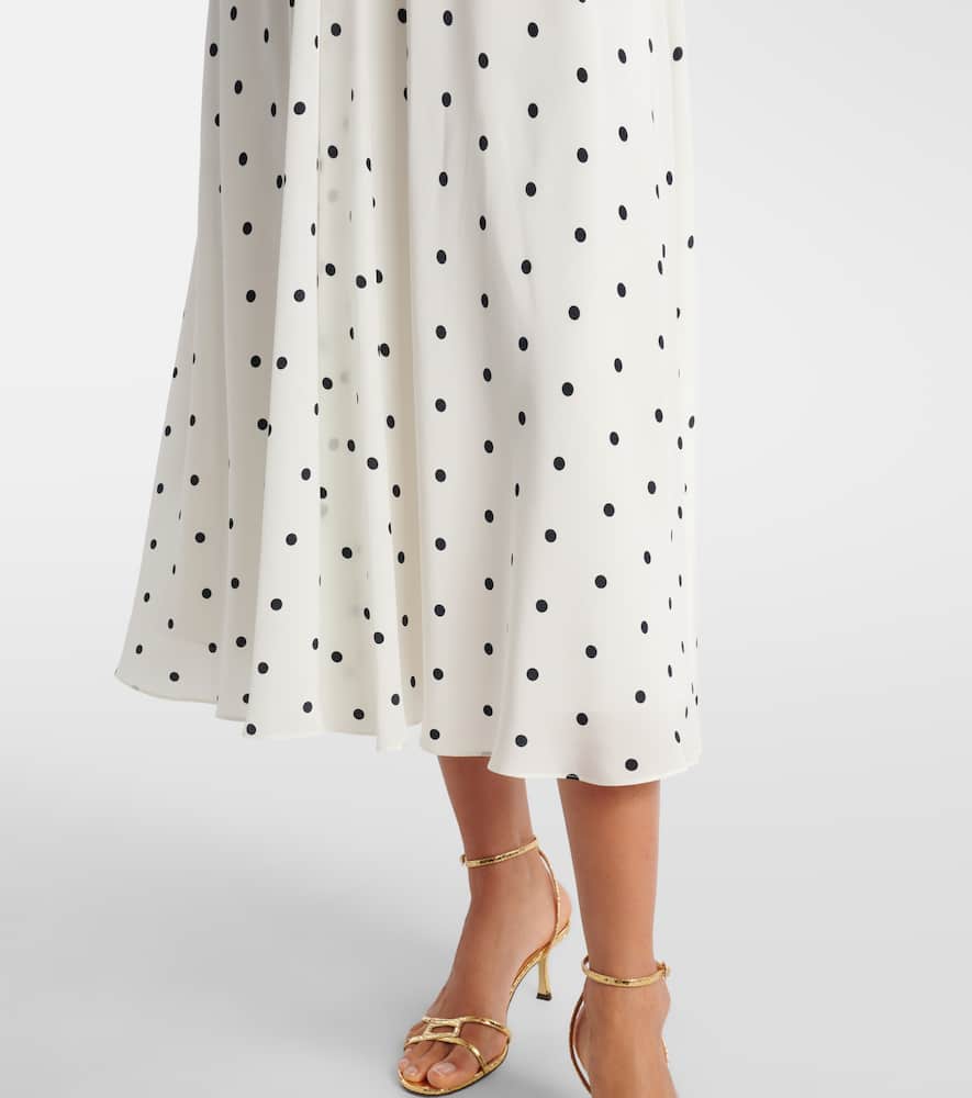 Polka-dot silk midi dress