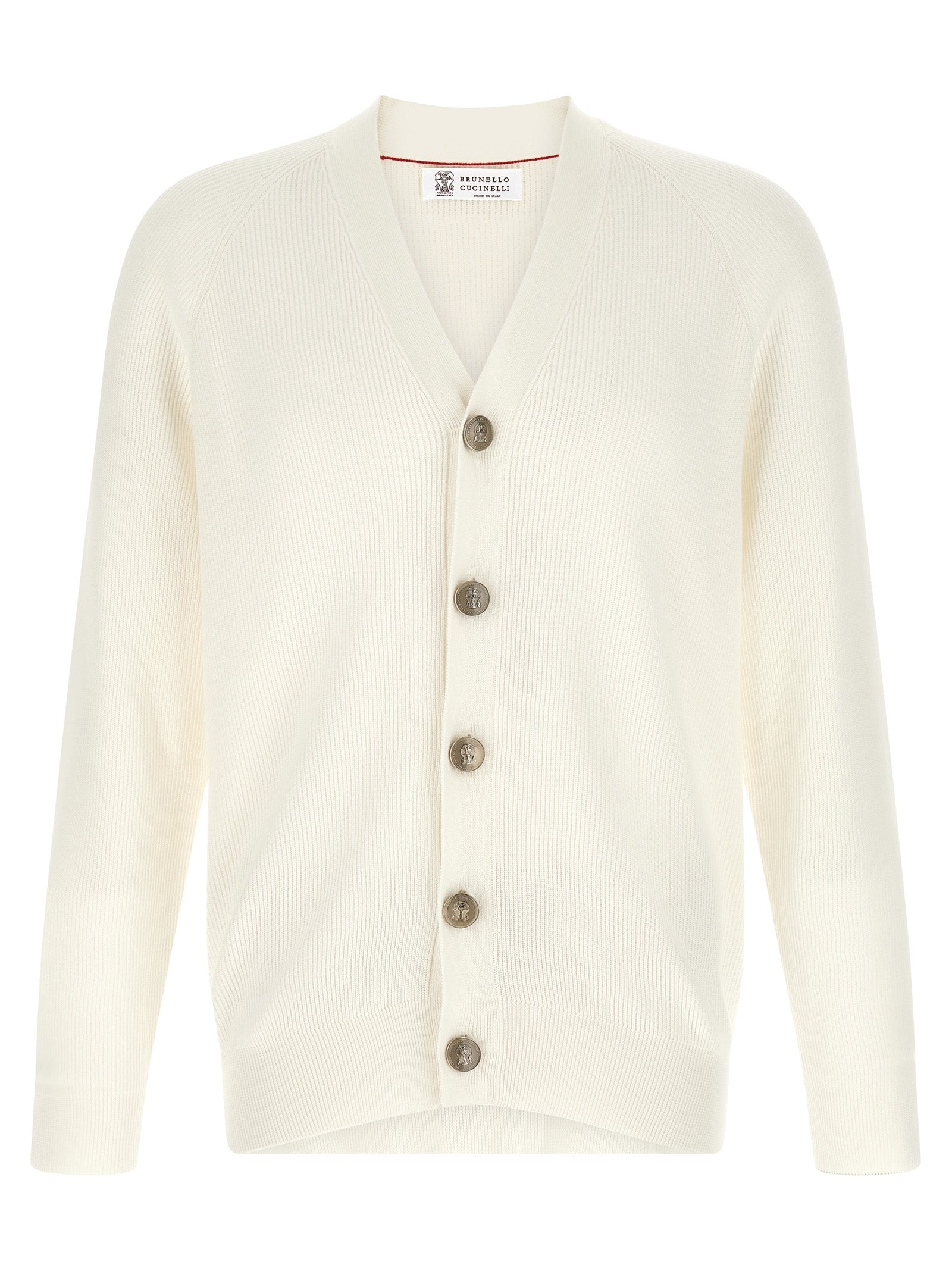 Cotton Ribbed Cardigan — White