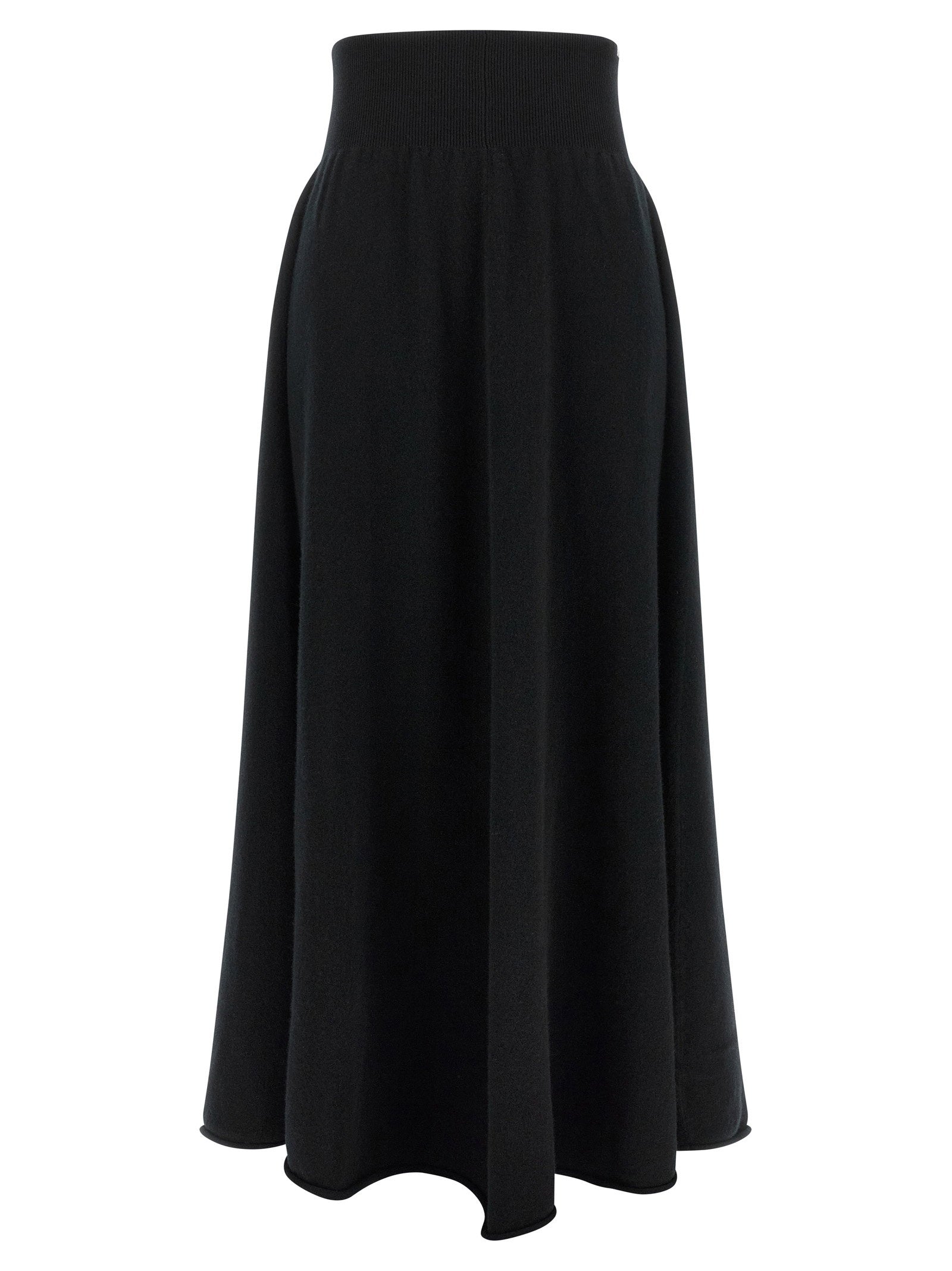 Cashmere Flared Skirt — Black