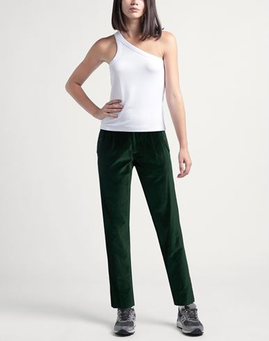 Woman Pants Dark green Size 12 Cotton