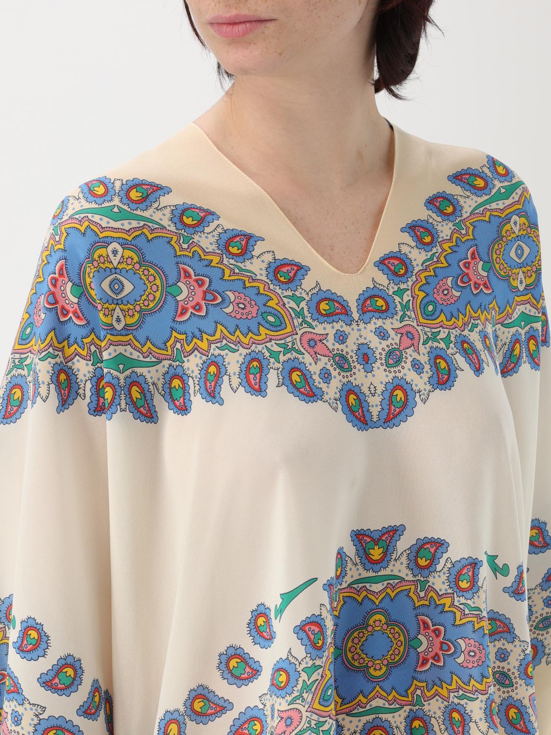 Paisley-print silk poncho - Neutrals
