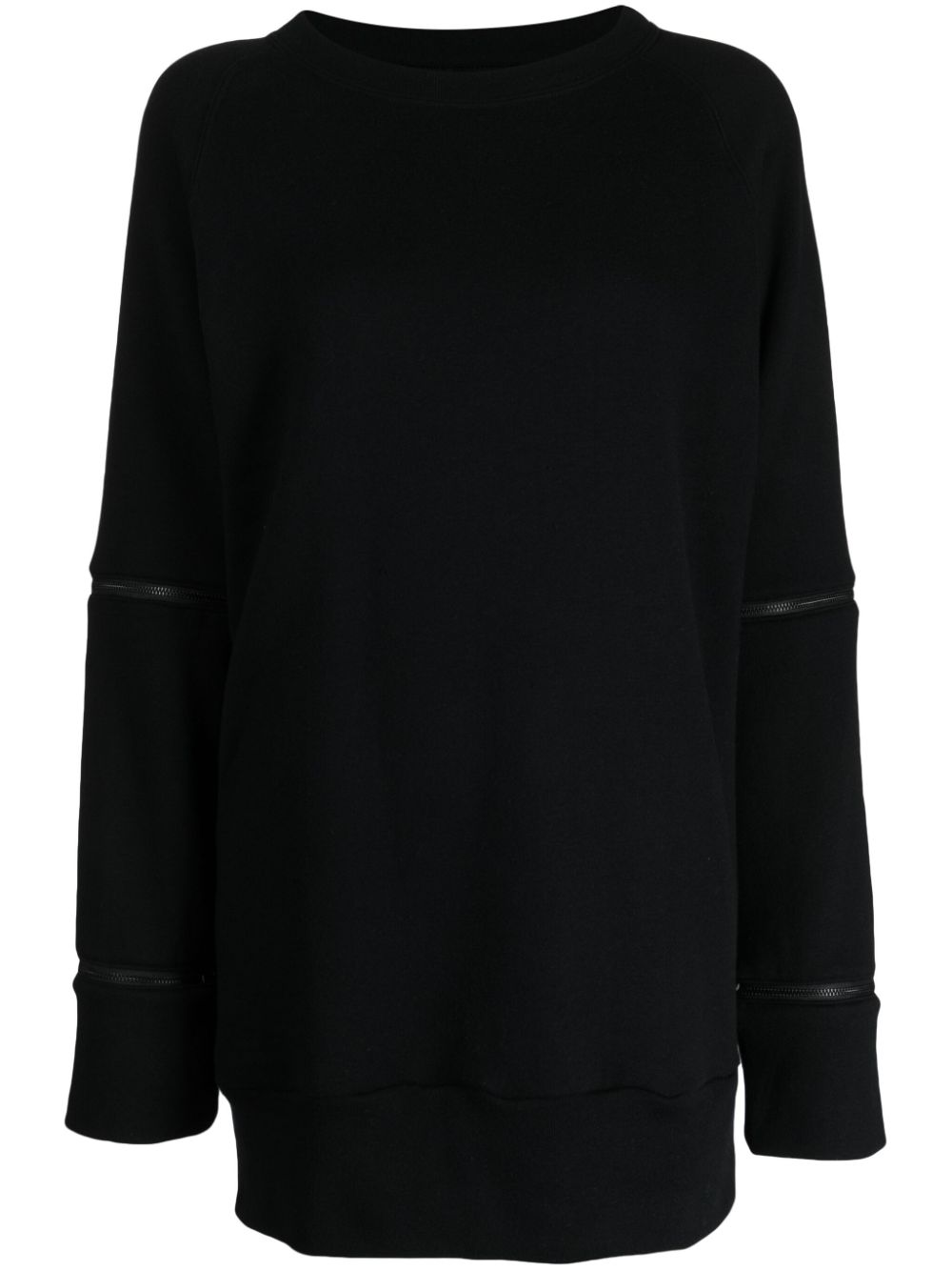 Zip-detail cotton sweatshirt - Black