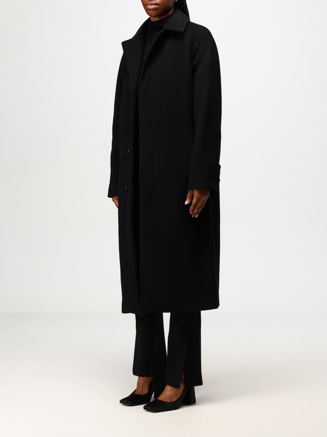 Notched-lapels single-breasted coat - Black