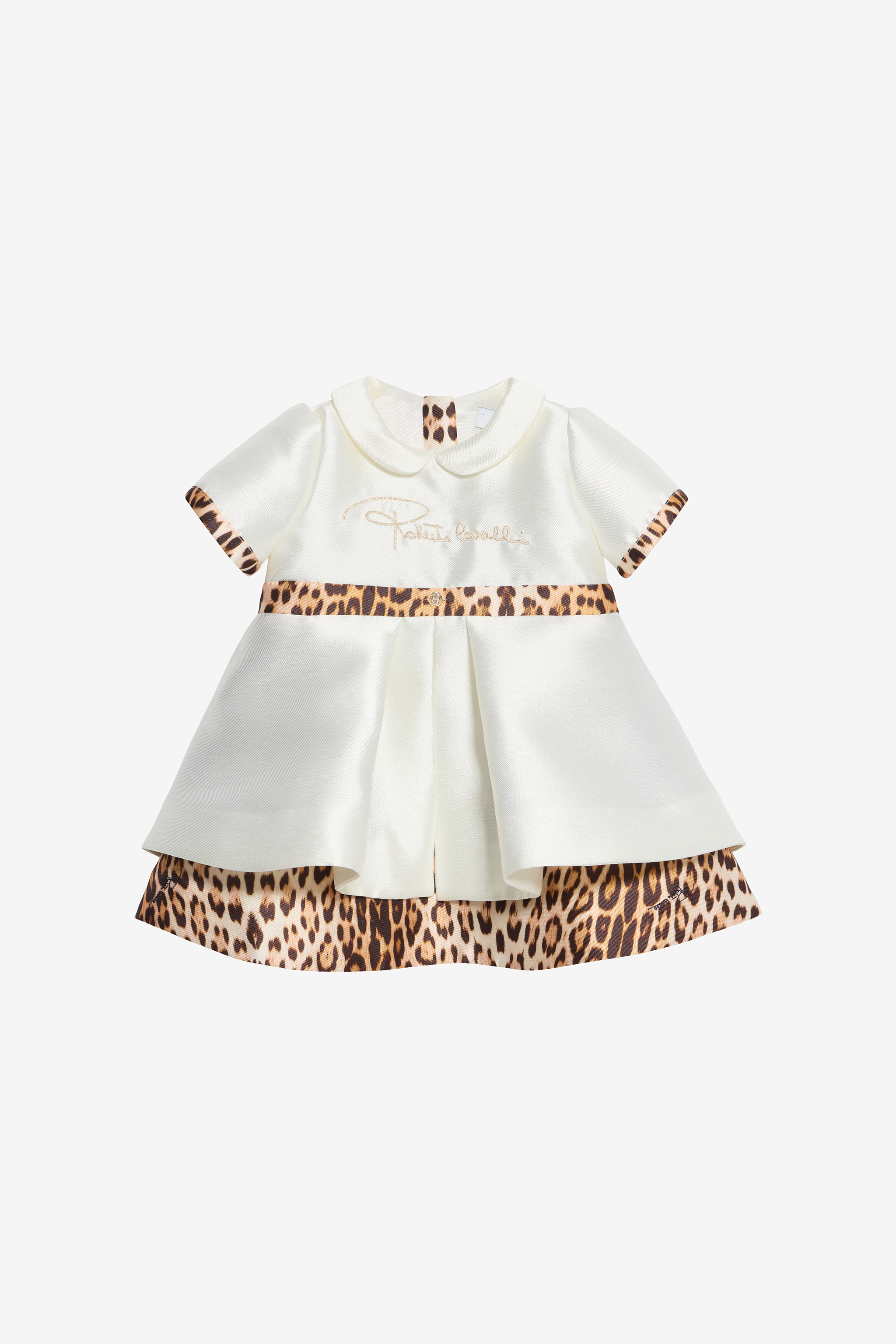 Milk White Dress With Logo And Jaguar Skin Inserts