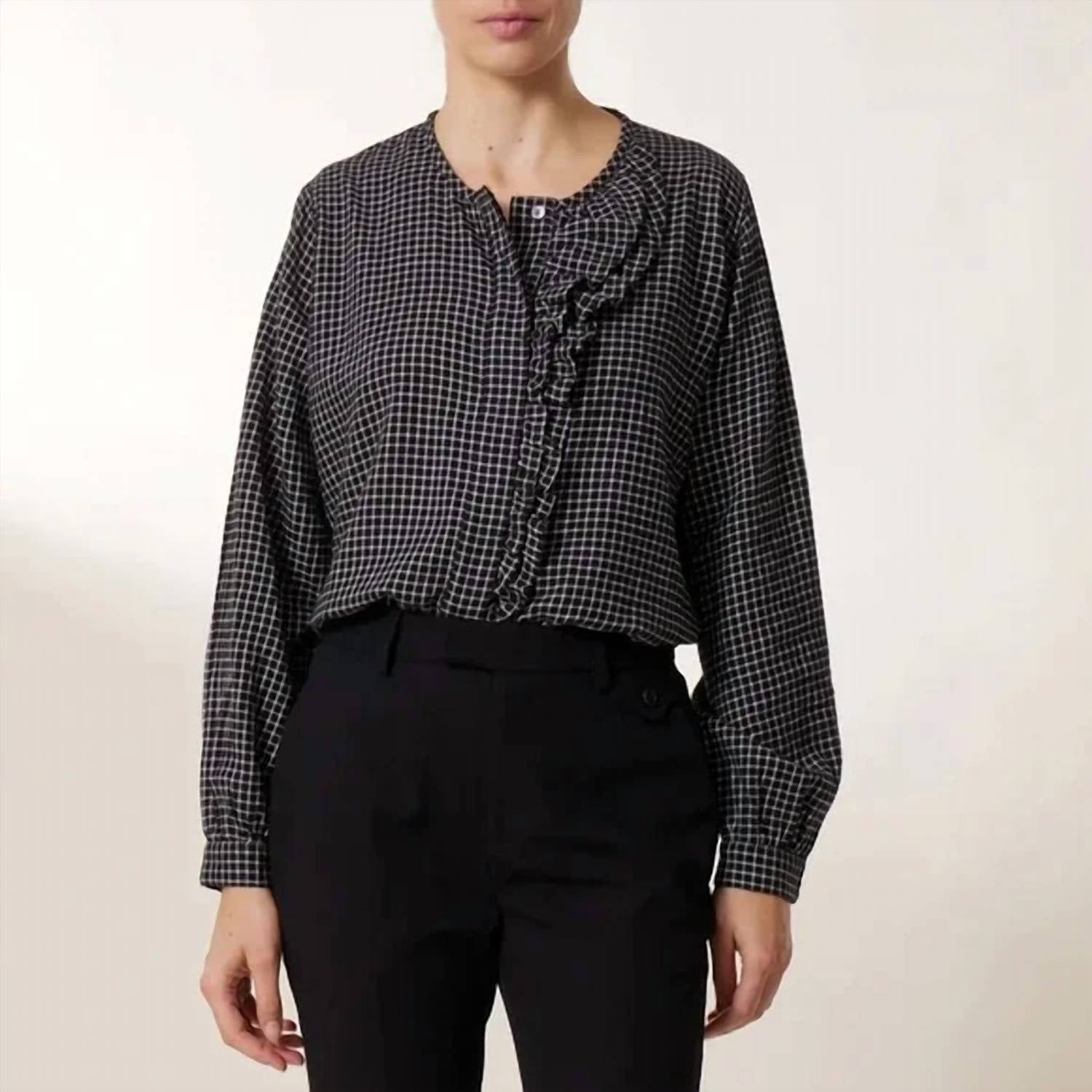 Women's Colina Check Blouse In Black