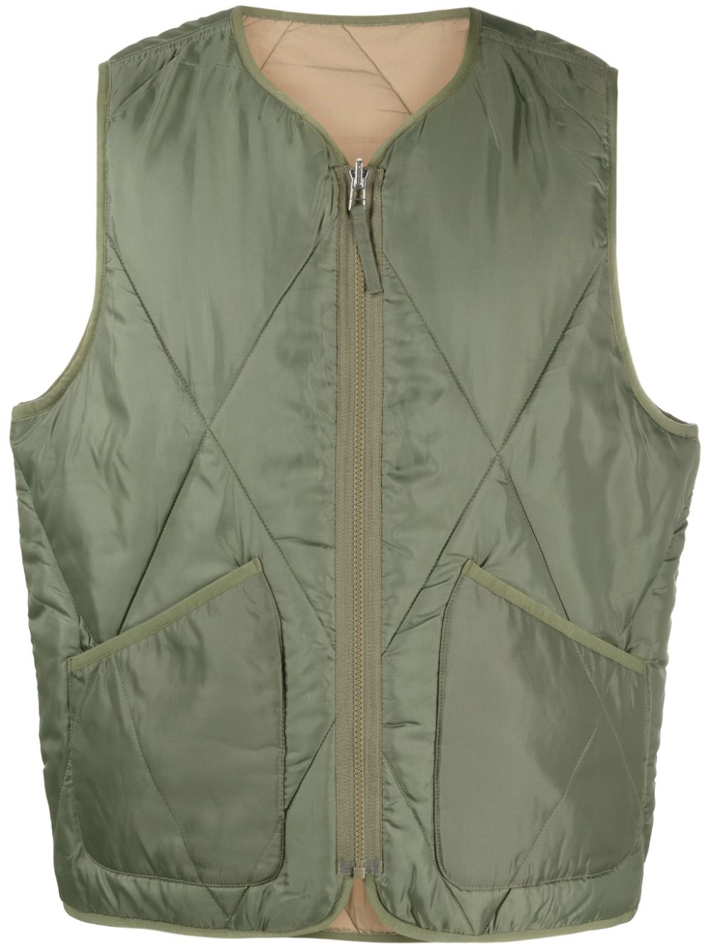 Reversible diamond-quilted gilet - Green