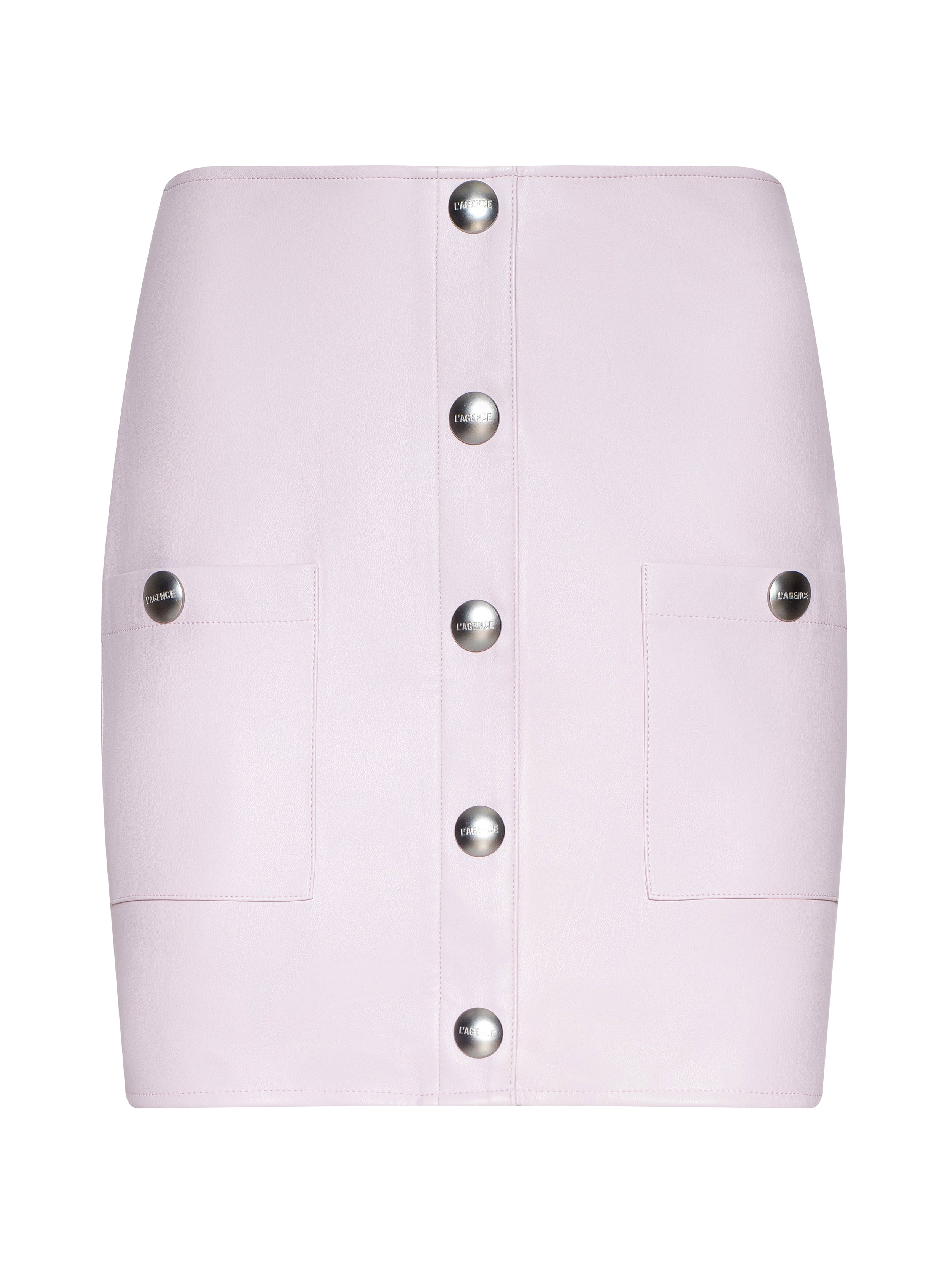 Truman Vegan Leather Mini Skirt In Icy Lilac