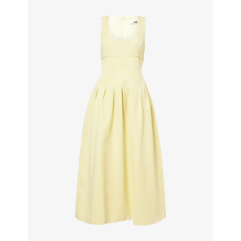 Womens Cinched Cotton-Blend Midi Dress