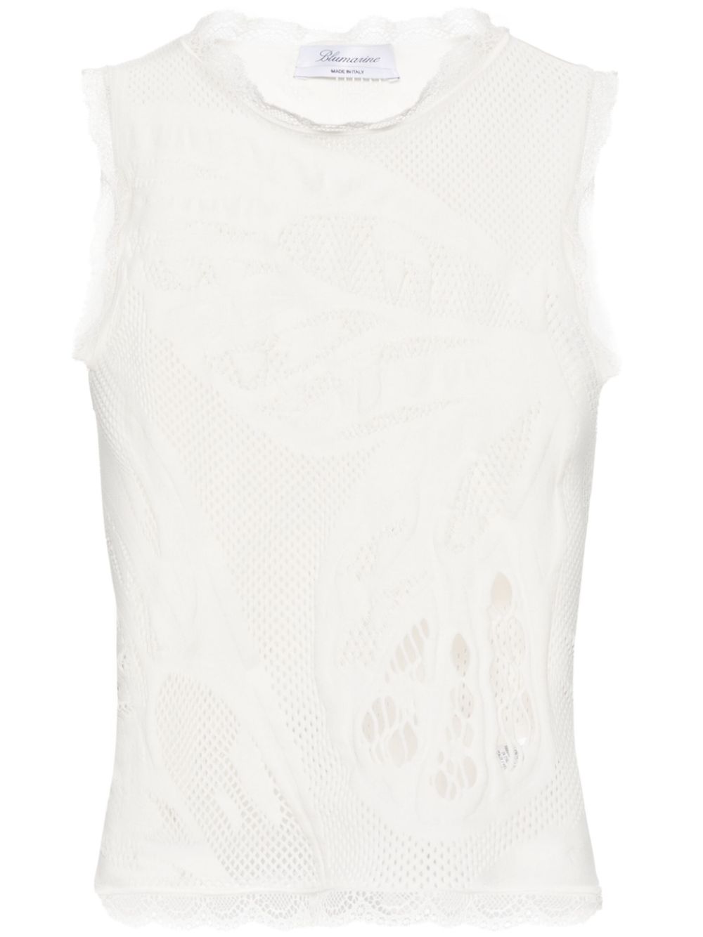 Patterned-jacquard ribbed top - White