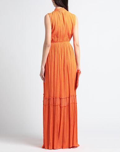 Woman Maxi dress Orange Size M Viscose, Lurex