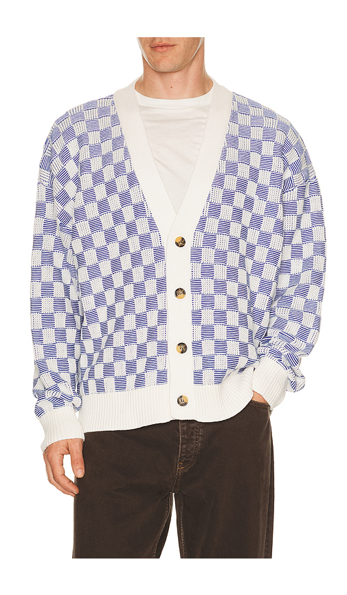 Tommy Jeans Relaxed Texture Cardigan in White,Blue. XL/1X. Also in S